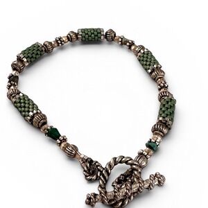 Unbranded Beaded Toggle Bracelet Womens OS Green Good Boho Artisan Textured